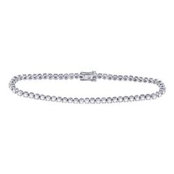 Womens Round Diamond Studded Tennis Bracelet 2 Cttw 10kt White Gold - REF-109M5H