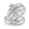 Image 1 : His Hers Round Diamond Cluster Matching Wedding Set 1/5 Cttw 10kt White Gold - REF-27H9R