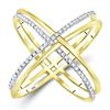 Image 1 : Womens Round Diamond Crossover Band Ring 1/3 Cttw 10kt Yellow Gold - REF-25R9X