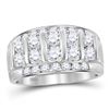 Image 1 : Mens Round Diamond Wedding Channel Set Band Ring 2 Cttw 14kt White Gold - REF-150W9K