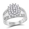 Image 1 : Womens Round Diamond Oval Cluster Ring 1/2 Cttw 14kt White Gold - REF-34M5H