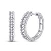 Image 1 : Womens Round Diamond Hoop Earrings 7/8 Cttw 14kt White Gold - REF-65H5R