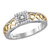 Image 1 : Round Diamond Solitaire Bridal Wedding Engagement Ring 1/10 Cttw 10kt Two-tone Gold - REF-12M5H