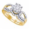 Image 1 : Round Diamond Bridal Wedding Ring Band Set 3/4 Cttw 10kt Yellow Gold - REF-47R9X