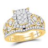 Image 1 : Round Diamond Bridal Wedding Ring Band Set 1 Cttw 14kt Yellow Gold - REF-87H5R