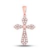Image 1 : Womens Round Diamond Gothic Cross Pendant 1/3 Cttw 10kt Rose Gold - REF-19H5R