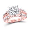 Image 1 : Round Diamond Cable Bridal Wedding Ring Band Set 7/8 Cttw 10kt Rose Gold - REF-69W9K