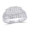 Image 1 : Womens Princess Diamond Triple Cluster Ring 1 Cttw 10kt White Gold - REF-54W5K