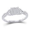 Image 1 : Womens Round Diamond Square Cluster Ring 1/4 Cttw 10kt White Gold - REF-14Y9N