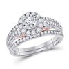 Image 1 : Round Diamond Bridal Wedding Ring Band Set 1 Cttw 14kt Two-tone Gold - REF-104K9Y