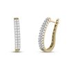 Image 1 : Womens Round Diamond Oblong Hoop Earrings 1 Cttw 14kt Yellow Gold - REF-74N9F
