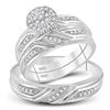 Image 1 : His Hers Round Diamond Cluster Matching Wedding Set 3/8 Cttw 14kt White Gold - REF-54A5M