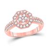 Image 1 : Womens Round Diamond Fashion Flower Cluster Ring 1/2 Cttw 14kt Rose Gold - REF-42R5X