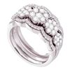Image 1 : Round Diamond 3-Piece Bridal Wedding Ring Band Set 1-1/2 Cttw 14kt White Gold - REF-129M9H