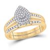 Image 1 : Round Diamond Pear Bridal Wedding Ring Band Set 1/3 Cttw 10kt Yellow Gold - REF-35X5A