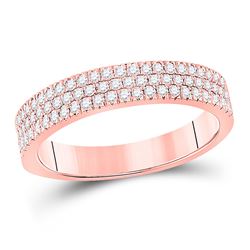 Womens Round Diamond Band Ring 1/2 Cttw 10kt Rose Gold - REF-36M9H