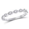 Image 1 : Womens Round Diamond Classic Stackable Band Ring 1/10 Cttw 14kt White Gold - REF-16H9R