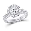Image 1 : Round Diamond Bridal Wedding Ring Band Set 1-1/3 Cttw 14kt White Gold - REF-164X5A
