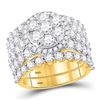 Image 1 : Round Diamond Cluster Bridal Wedding Ring Band Set 5 Cttw 14kt Yellow Gold - REF-351K5Y