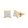 Image 1 : Womens Round Diamond Square Earrings .01 Cttw 10kt Yellow Gold - REF-5W9K