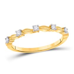 Womens Round Diamond 5-Stone Stackable Band Ring 1/10 Cttw 14kt Yellow Gold - REF-13W9K