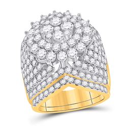 Round Diamond Bridal Wedding Ring Band Set 5 Cttw 14kt Yellow Gold - REF-329N5F