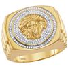 Image 1 : Mens Round Diamond Gorgon Medusa Ribbed Cluster Ring 1/2 Cttw 10kt Yellow Gold - REF-76X9A