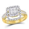 Image 1 : Princess Diamond Cluster Bridal Wedding Engagement Ring 1 Cttw 14kt Yellow Gold - REF-87R5X