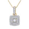 Image 1 : Womens Round Diamond Square Pendant 1/4 Cttw 10kt Yellow Gold - REF-15N9F