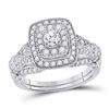 Image 1 : Round Diamond Bridal Wedding Ring Band Set 1 Cttw 14kt White Gold - REF-107M9H
