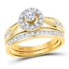 Image 1 : Round Diamond Bridal Wedding Ring Band Set 1/2 Cttw 10kt Yellow Gold - REF-46F5W