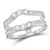 Image 1 : Womens Round Diamond Wrap Ring Guard Enhancer 1 Cttw 14kt White Gold - REF-82A5M