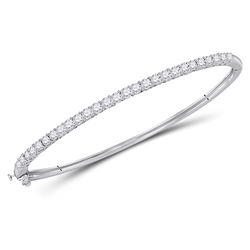 Womens Round Diamond Timeless Bangle Bracelet 2 Cttw 14kt Yellow Gold - REF-148M9H