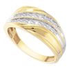 Image 1 : Mens Round Channel-set Diamond Diagonal Double Row Wedding Band 1/3 Cttw 10kt Yellow Gold - REF-35H5