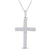 Image 1 : Womens Princess Diamond Cross Pendant 1/6 Cttw 10kt White Gold - REF-8M5H