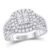 Image 1 : Princess Diamond Cluster Bridal Wedding Engagement Ring 1-1/2 Cttw 14kt White Gold - REF-120H5R