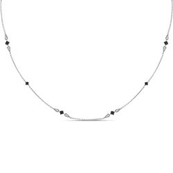 Womens Round Black Color Enhanced Diamond Fashion Necklace 1/5 Cttw 14kt White Gold - REF-27F9W
