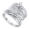 Image 1 : His Hers Marquise Diamond Solitaire Matching Wedding Set 1/3 Cttw 10kt White Gold - REF-38M9H
