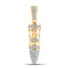 Image 1 : Mens Round Diamond Bullet Crown Charm Pendant 1/2 Cttw 10kt Yellow Gold - REF-35K9Y