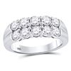 Image 1 : Womens Round Diamond 2-Row Anniversary Band Ring 1-1/2 Cttw 14kt White Gold - REF-214W9K