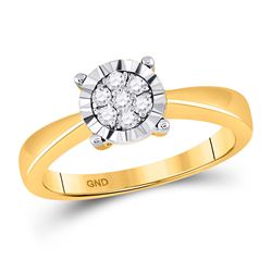 Womens Round Diamond Flower Cluster Ring 1/6 Cttw 10kt Yellow Gold - REF-20H9R