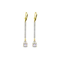 Genuine 3.6 ctw White Topaz & Diamond Earrings 14KT Yellow Gold - REF-60T4A