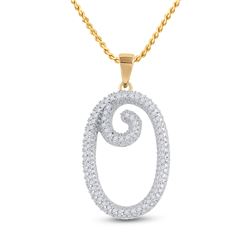 Womens Round Diamond Initial O Letter Pendant 1/5 Cttw 10kt Yellow Gold - REF-13H9R