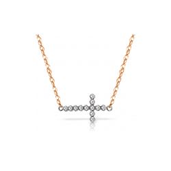 Genuine 0.18 ctw Diamond Anniversary Necklace 14KT Rose Gold - REF-46T2A