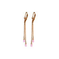 Genuine 2.5 ctw Pink Topaz Earrings 14KT Rose Gold - REF-29T7A