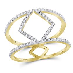 Womens Round Diamond Negative Space Band Ring 1/4 Cttw 10kt Yellow Gold - REF-14F9W