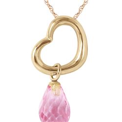 Genuine 2.25 ctw Pink Topaz Necklace 14KT Yellow Gold - REF-27W4Y