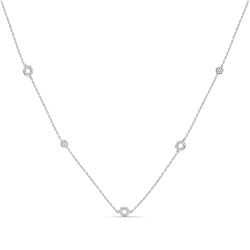 Womens Round Diamond Geometric Fashion Necklace 1/4 Cttw 14kt White Gold - REF-24W5K