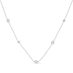 Womens Round Diamond Geometric Fashion Necklace 1/4 Cttw 14kt White Gold - REF-24W5K