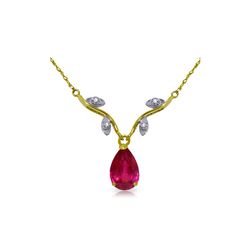 Genuine 1.52 ctw Ruby & Diamond Necklace 14KT White Gold - REF-35K9V